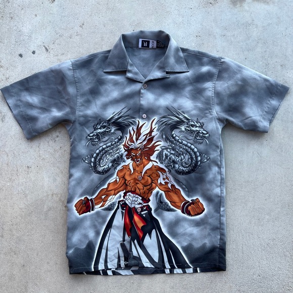 Moon Collection Other - 2000s Y2K Dragon Anime Print Button Up Youth size 10-12‎